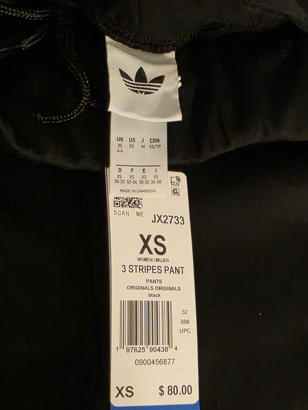 Adidas Off-Placed 3 Stripe Wide-Leg Black on Black Pants, New! Sz XS - Picture 9 of 14